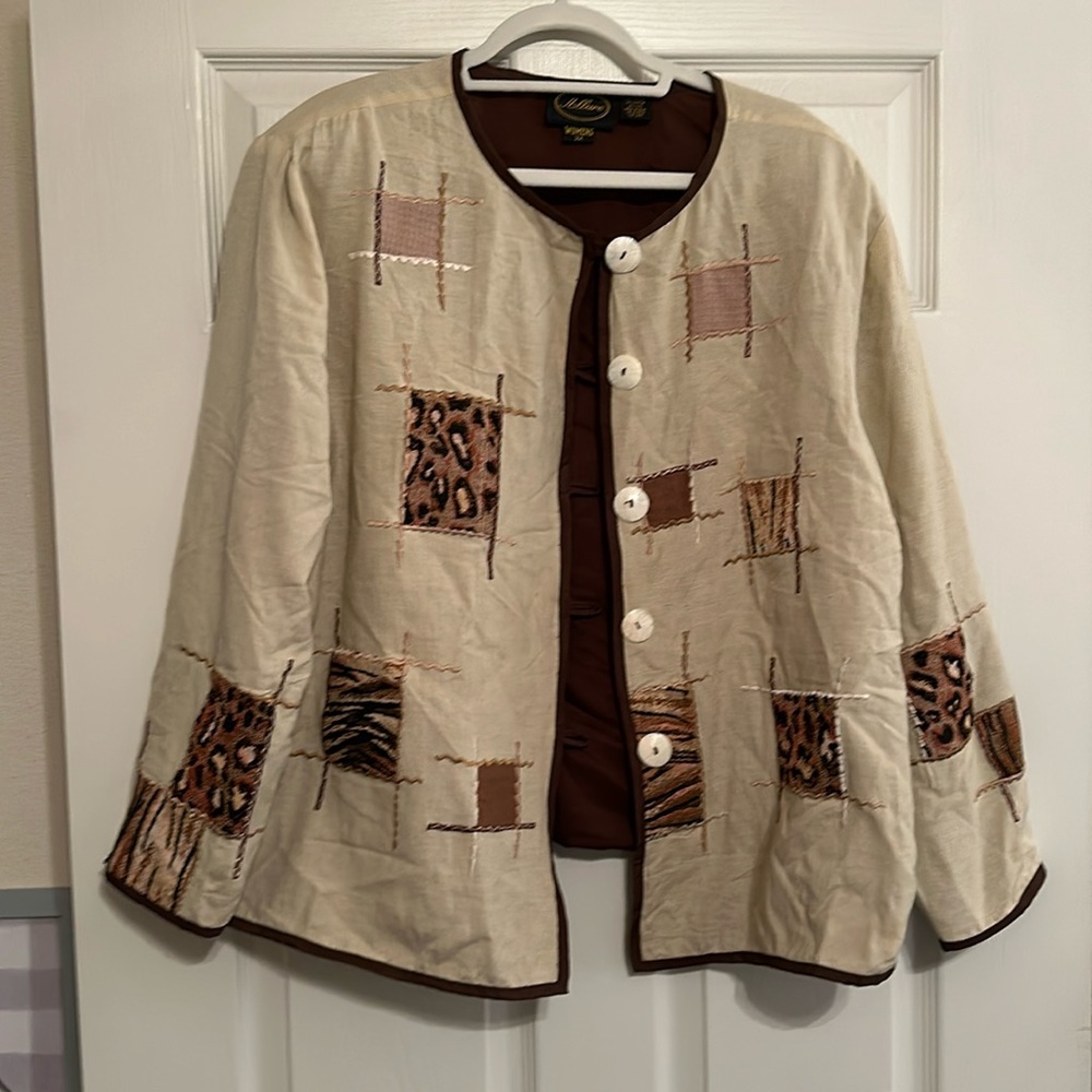 Vintage Allure Womens 2x Button Down Cardigan Animal Print / G-1
